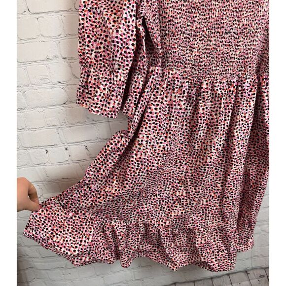 ELOQUII stretch cotton smocked polka dot open shoulders dress 18 NWOT - Picture 4 of 9